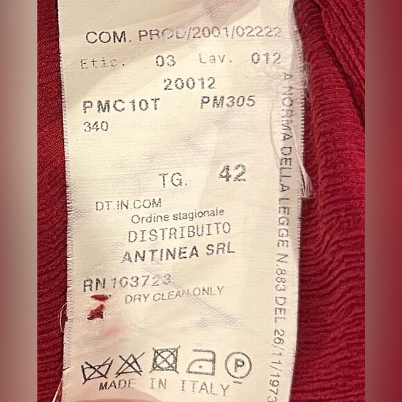 Armani Collezioni Silk Red Button Down Shirt Notched Collar Size 6 - Picture 5 of 9